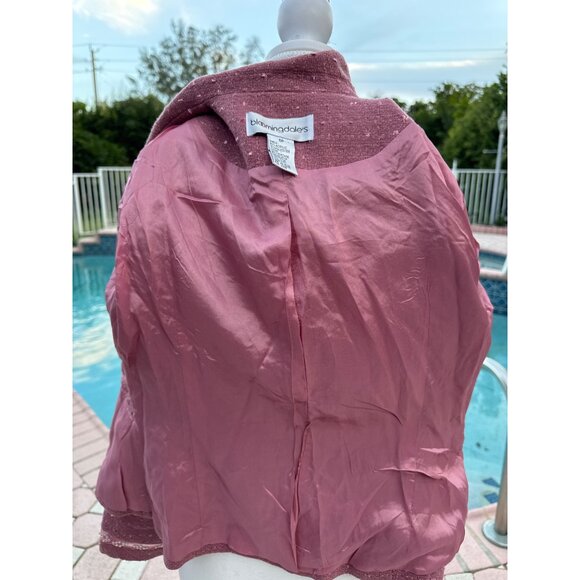 Bloomingdales Vintage Womens Blazer With Rhinestone Detail Textured Pink Fabric - Picture 4 of 9